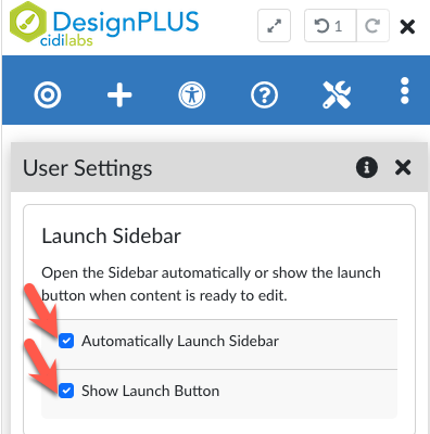 User Setting- Launch Sidebar